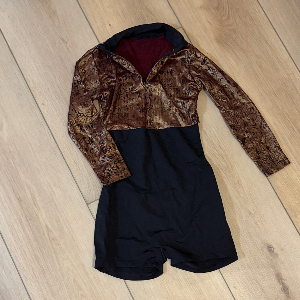 Natalie Dancewear Black and Gold Biketard (S)